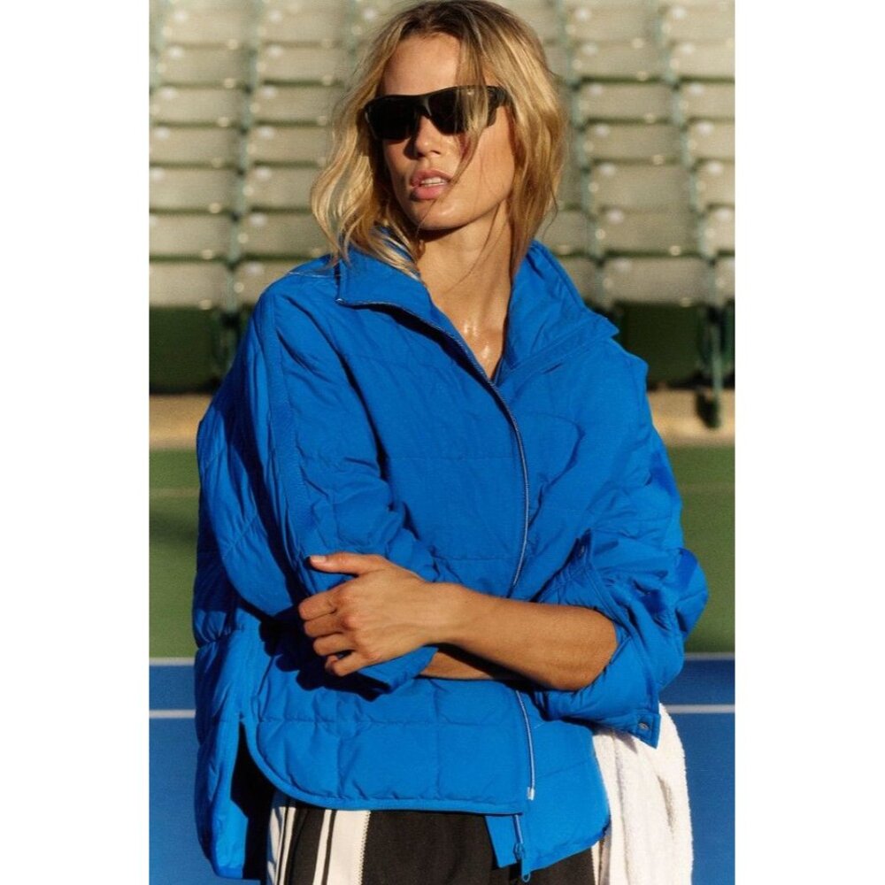 Free People Pippa Packable Puffer Jacket Size L Blue NEW $198 - Picture 2 of 7